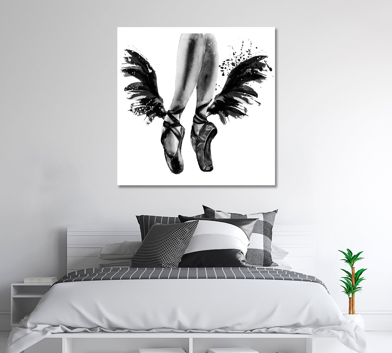 Watercolor Pointe Shoes with Wings Canvas Print-Canvas Print-CetArt-1 panel-12x12 inches-CetArt