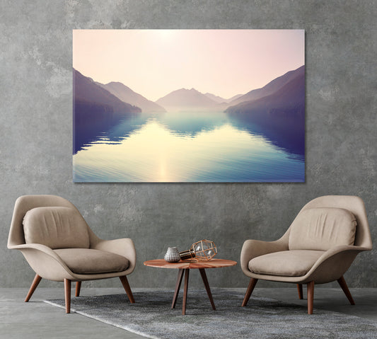 Serenity Mountain Landscape with Lake Canvas Print-Canvas Print-CetArt-1 Panel-24x16 inches-CetArt