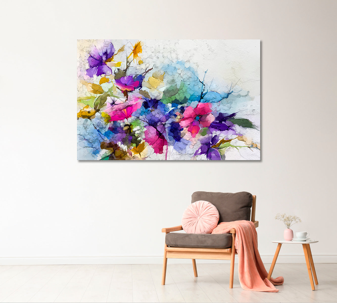 Modern Abstract Flowers Canvas Print-Canvas Print-CetArt-1 Panel-24x16 inches-CetArt