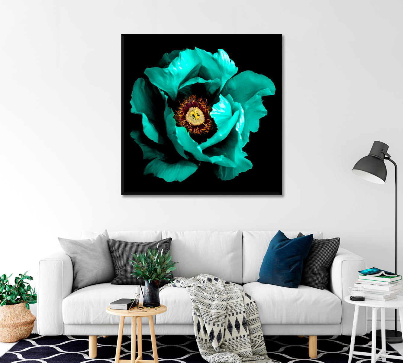 Green Peony Flower Canvas Print-Canvas Print-CetArt-1 panel-12x12 inches-CetArt