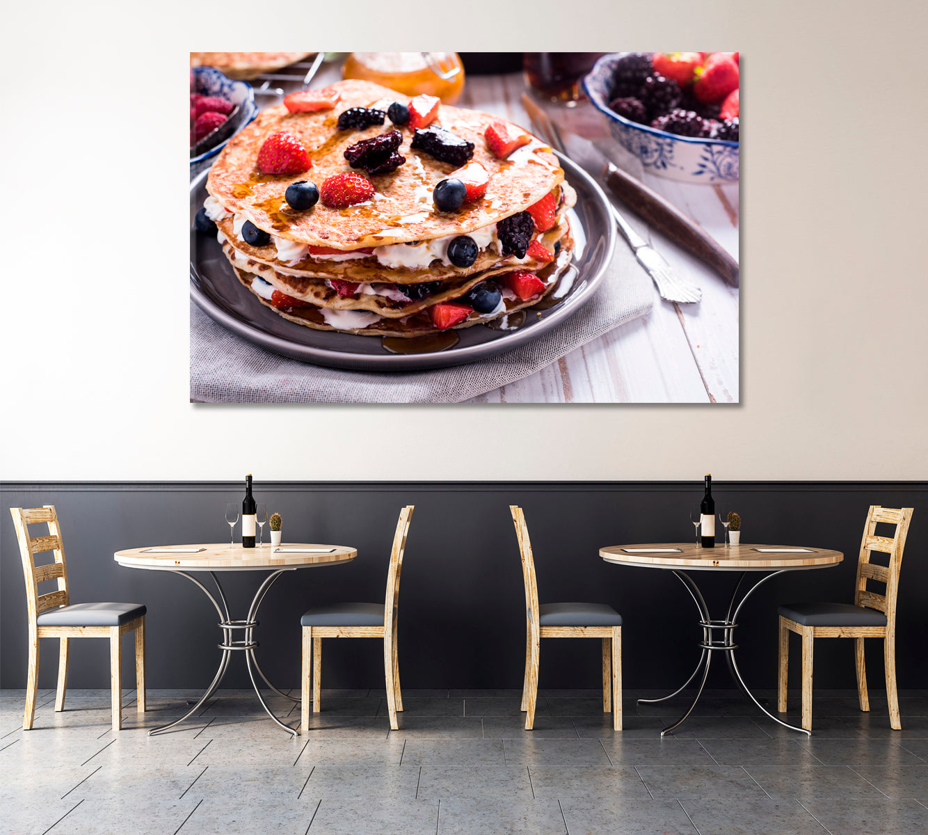 Pancake with Berry Fruits Canvas Print-Canvas Print-CetArt-1 Panel-24x16 inches-CetArt