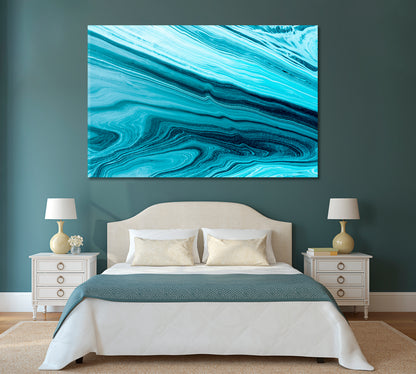 Abstract Blue Wavy Marble Canvas Print-Canvas Print-CetArt-1 Panel-24x16 inches-CetArt