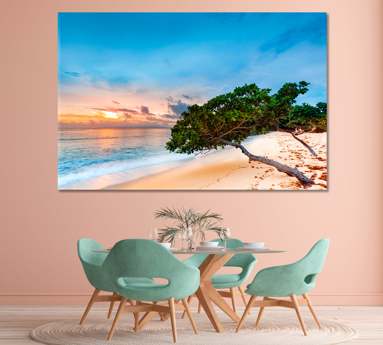 Exotic Seascape with Sea Grape Trees Dominican Republic Canvas Print-Canvas Print-CetArt-1 Panel-24x16 inches-CetArt