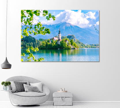 Bled Lake in Sunny Day Slovenia Canvas Print-Canvas Print-CetArt-1 Panel-24x16 inches-CetArt