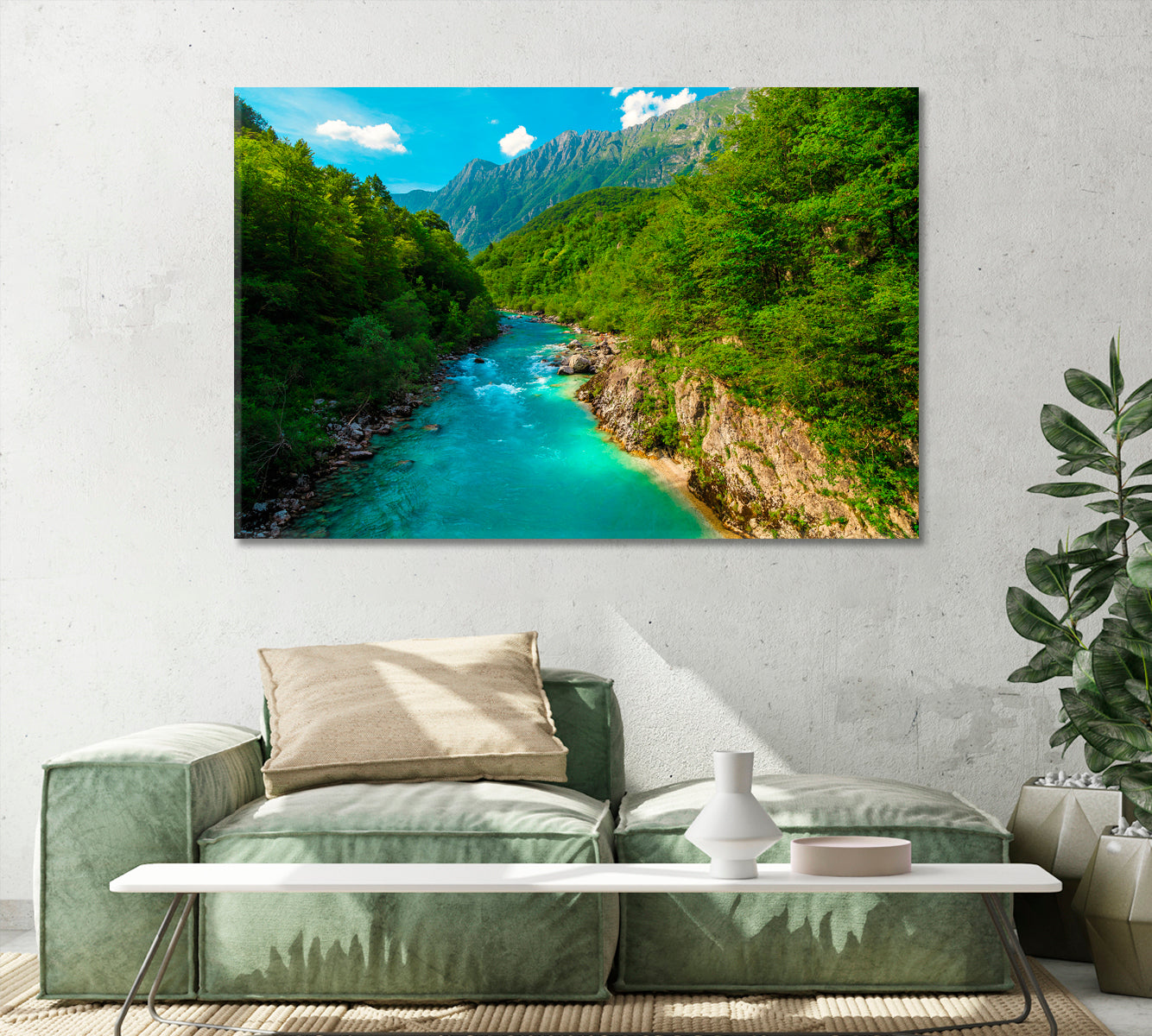 Soca River and Deep Gorge Kayaking Place Kobarid Slovenia Canvas Print-Canvas Print-CetArt-1 Panel-24x16 inches-CetArt