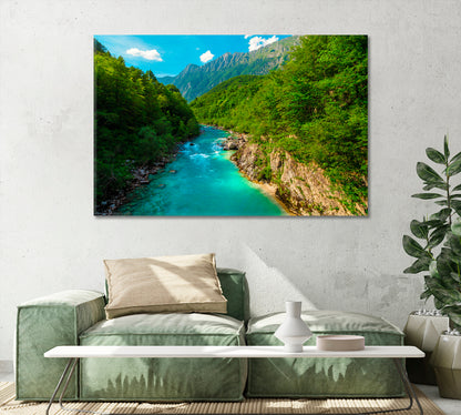 Soca River and Deep Gorge Kayaking Place Kobarid Slovenia Canvas Print-Canvas Print-CetArt-1 Panel-24x16 inches-CetArt