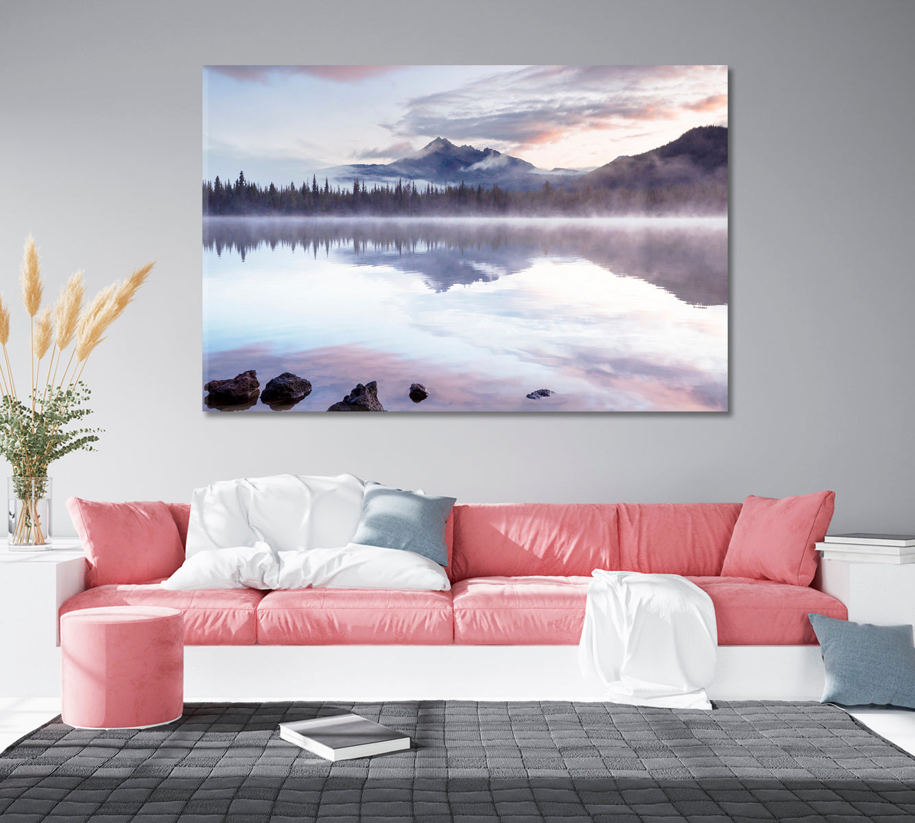 Serene Lake with Sunrise Oregon USA Canvas Print-Canvas Print-CetArt-1 Panel-24x16 inches-CetArt