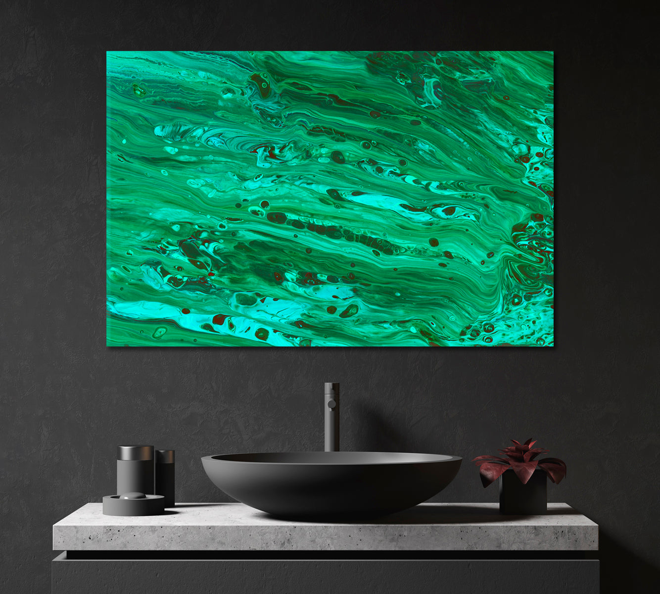 Abstract Green Ripples of Agate Canvas Print-Canvas Print-CetArt-1 Panel-24x16 inches-CetArt