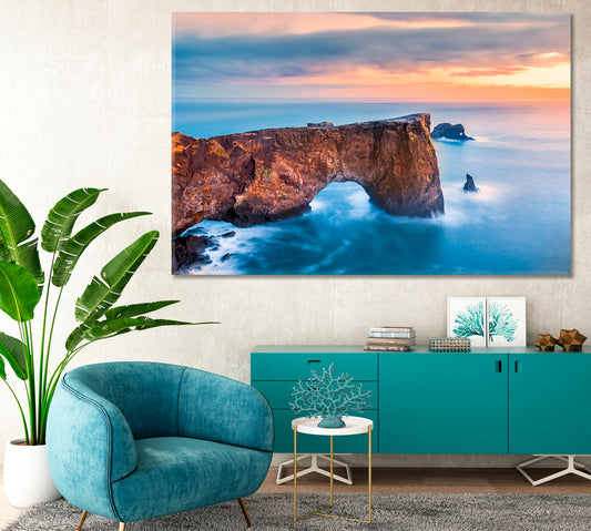 Dyrholaey Rocks at Sunset South Coast of Iceland Canvas Print-Canvas Print-CetArt-1 Panel-24x16 inches-CetArt