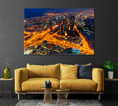 Dubai at Night UAE Canvas Print-Canvas Print-CetArt-1 Panel-24x16 inches-CetArt