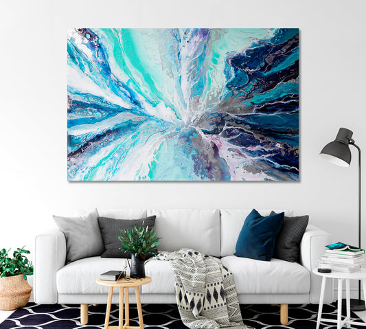 Stunning Light Blue and Dark Blue Abstract Marble Shapes Canvas Print-Canvas Print-CetArt-1 Panel-24x16 inches-CetArt