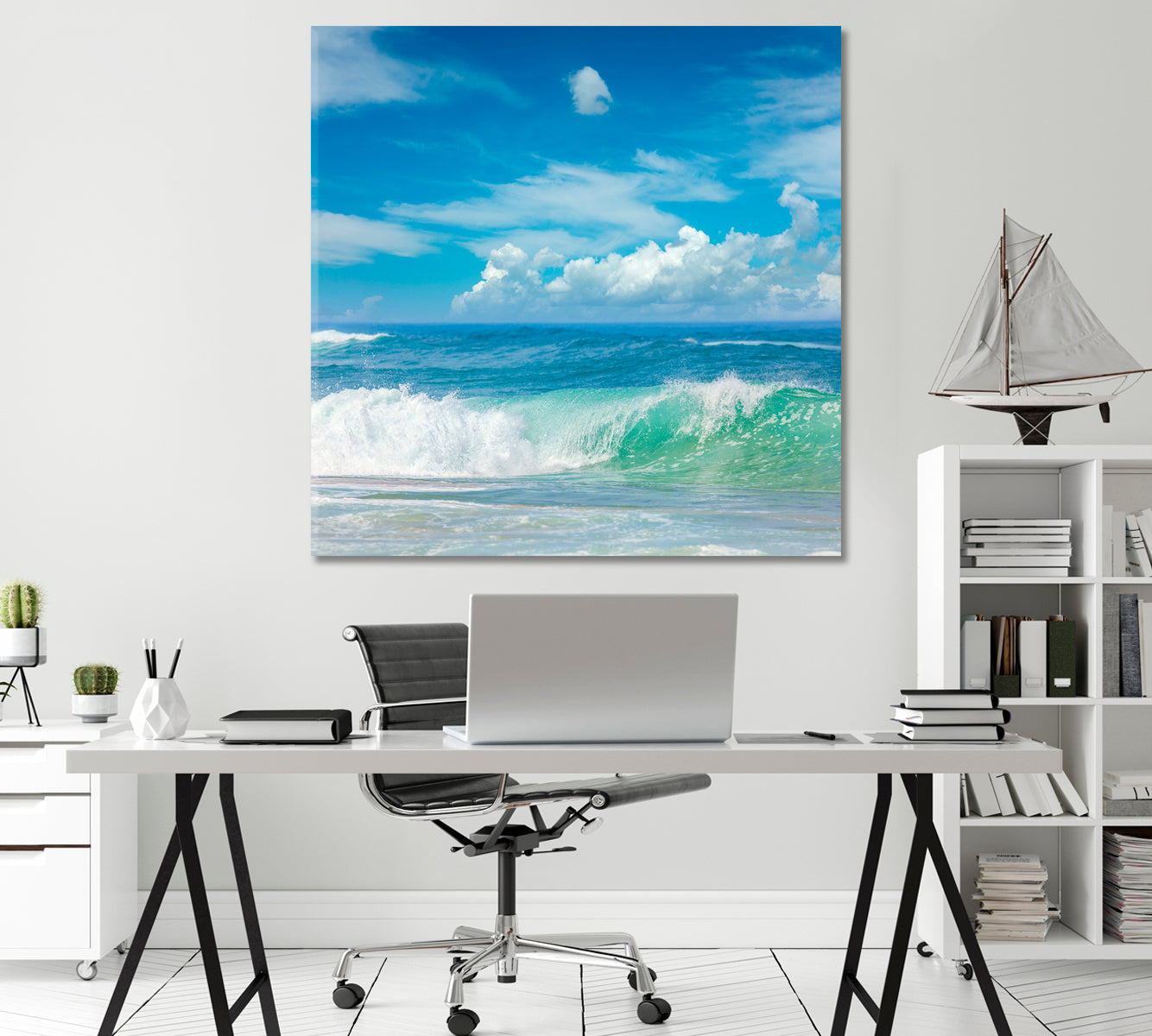 Sea Waves and Blue Sky Canvas Print-Canvas Print-CetArt-1 panel-12x12 inches-CetArt