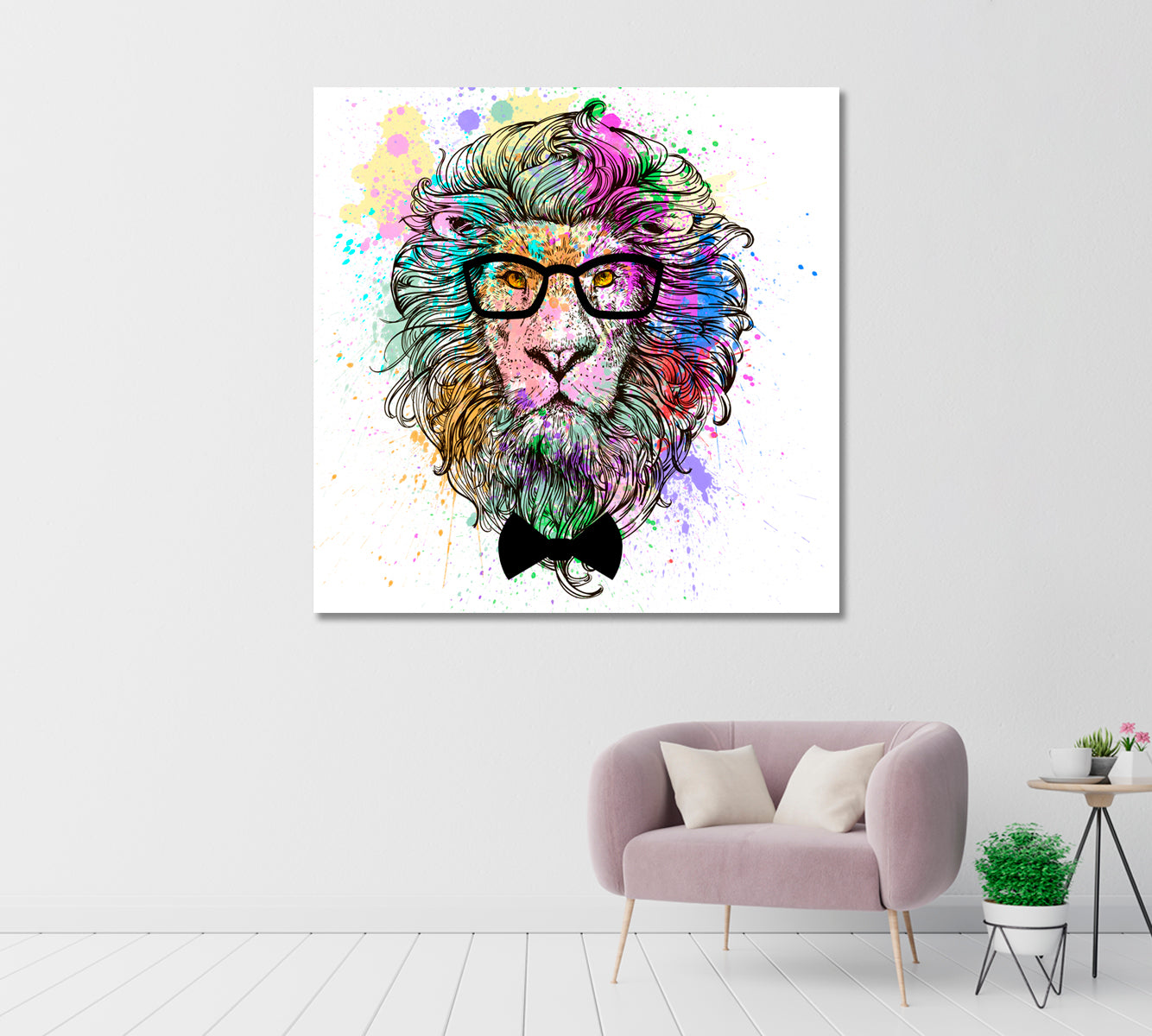 Abstract Multicolored Lion Portrait Canvas Print-Canvas Print-CetArt-1 panel-12x12 inches-CetArt