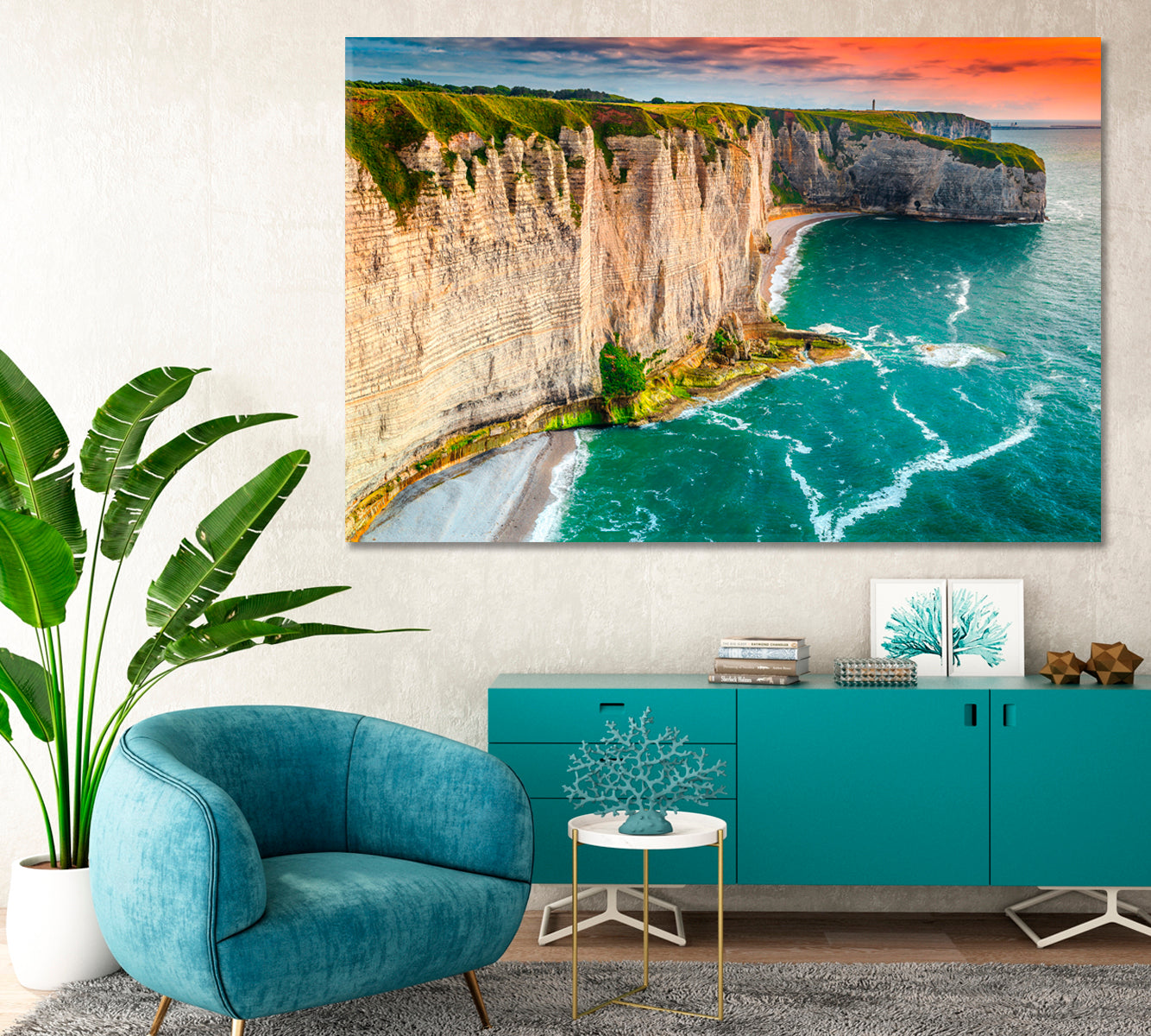 Rocky Coastline near Etretat France Canvas Print-Canvas Print-CetArt-1 Panel-24x16 inches-CetArt