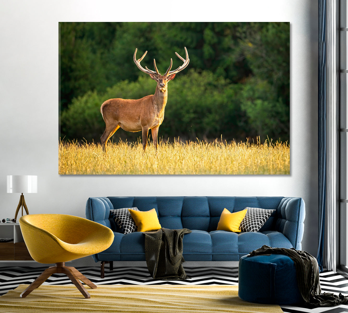 Deer in the Field Canvas Print-Canvas Print-CetArt-1 Panel-24x16 inches-CetArt