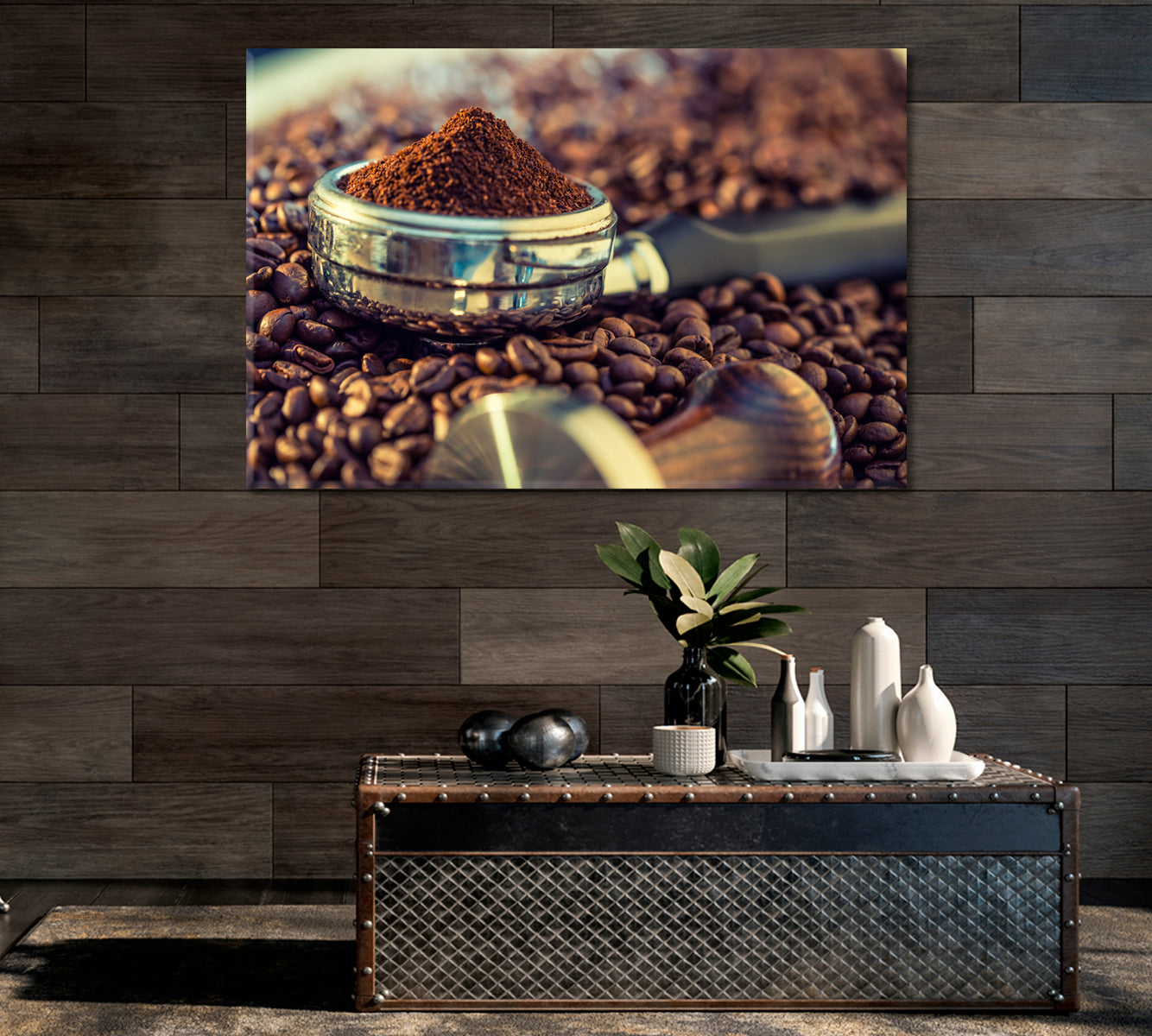 Portafilter and Coffee Beans Canvas Print-Canvas Print-CetArt-1 Panel-24x16 inches-CetArt