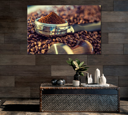 Portafilter and Coffee Beans Canvas Print-Canvas Print-CetArt-1 Panel-24x16 inches-CetArt