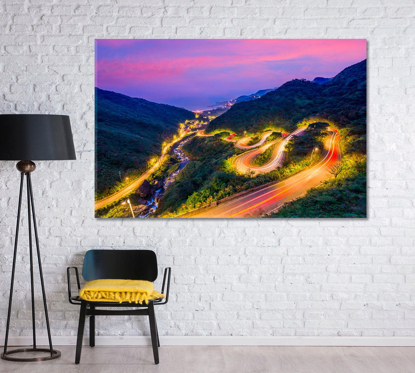 Illuminated Hillside Road at Dusk Jiufen Taiwan Canvas Print-Canvas Print-CetArt-1 Panel-24x16 inches-CetArt