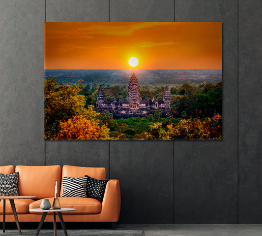 Angkor Wat Temple at Sunset Siem Reap Cambodia Canvas Print-Canvas Print-CetArt-1 Panel-24x16 inches-CetArt