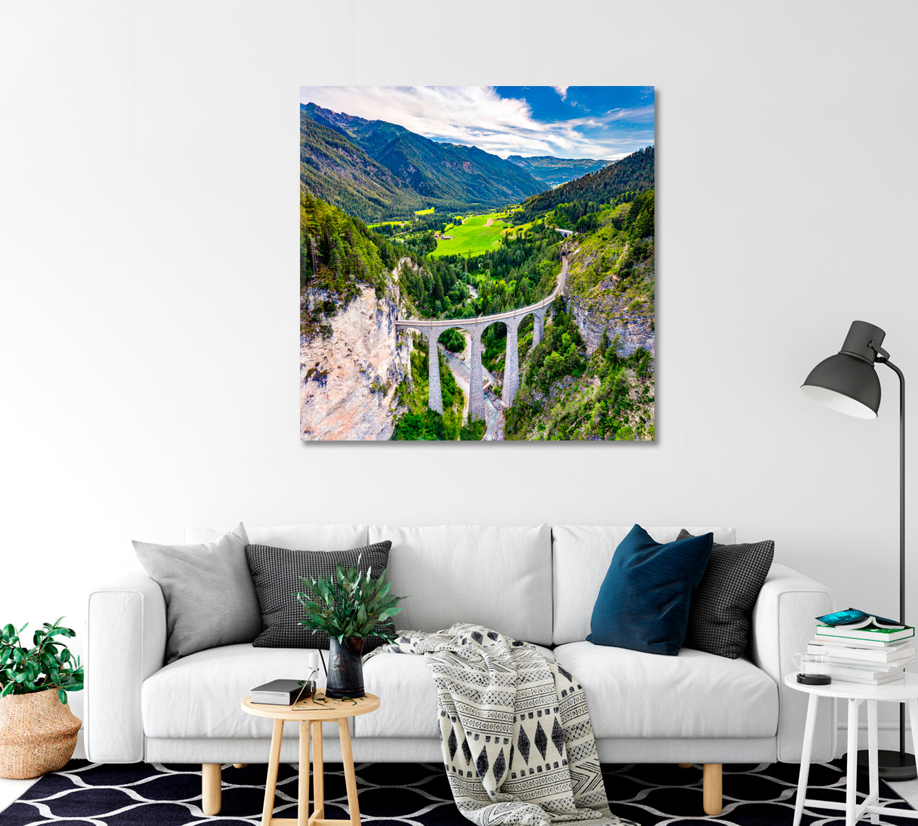 Landwasser Viaduct Swiss Alps Canvas Print-Canvas Print-CetArt-1 panel-12x12 inches-CetArt