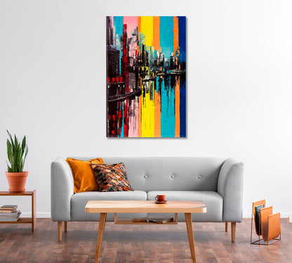 Abstract Colorful City Canvas Print-Canvas Print-CetArt-1 panel-16x24 inches-CetArt