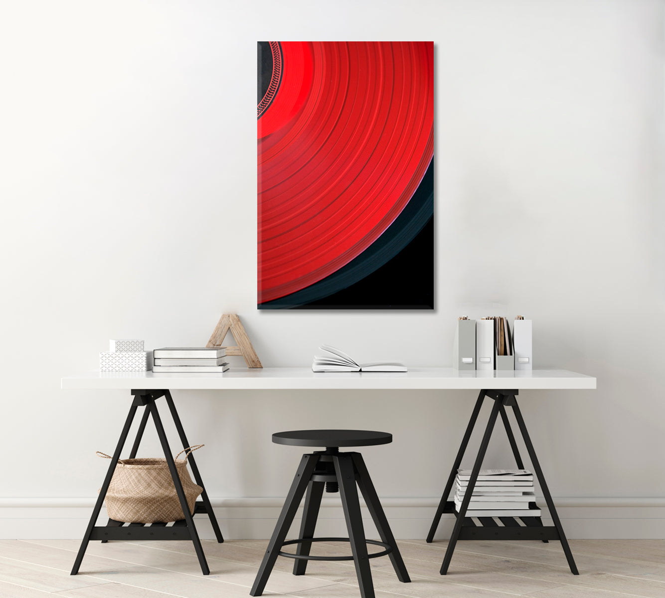 Red Vinyl Record Canvas Print-Canvas Print-CetArt-1 panel-16x24 inches-CetArt