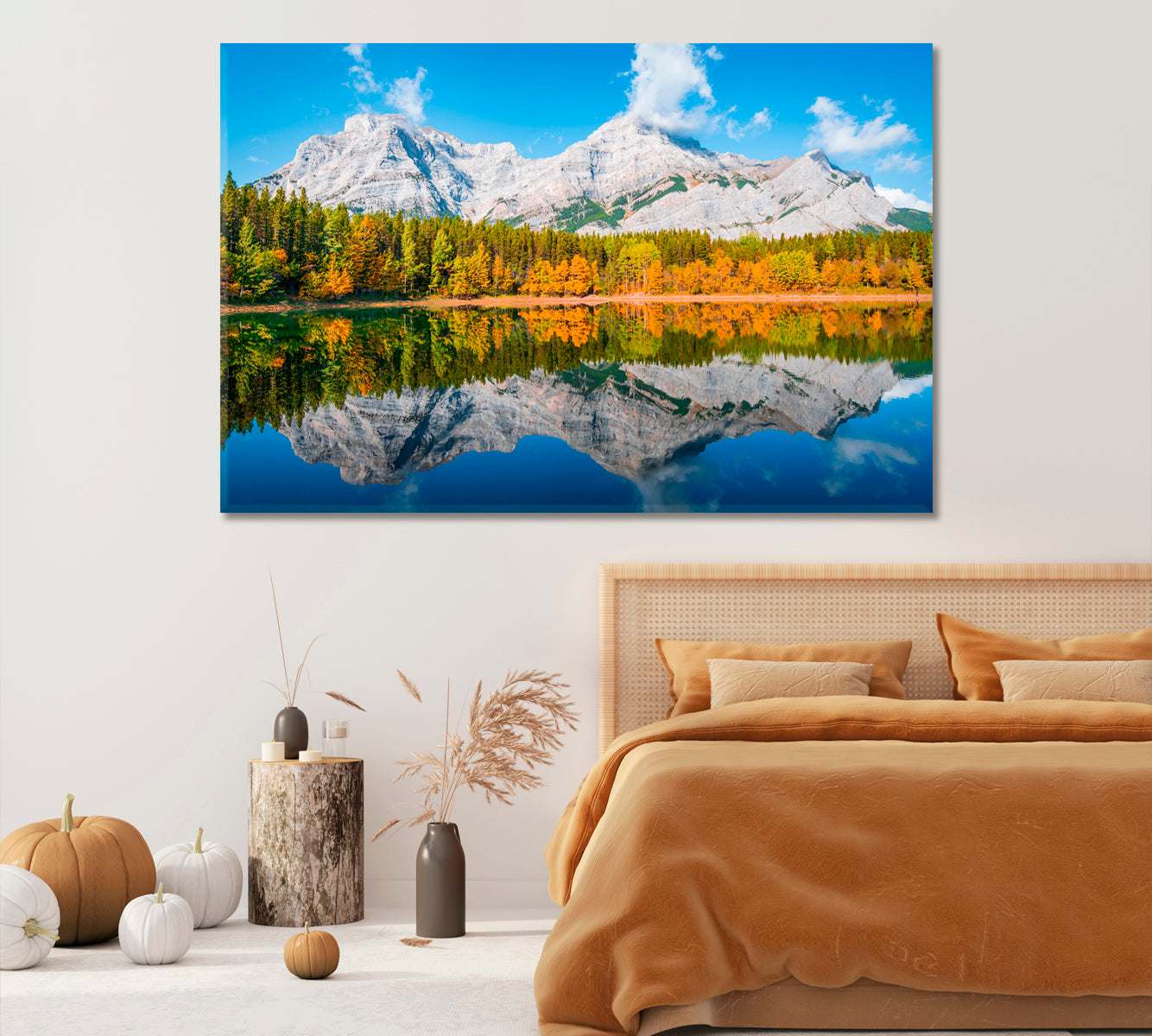 Wedge Pond At Autumn Alberta Canvas Print-Canvas Print-CetArt-1 Panel-24x16 inches-CetArt