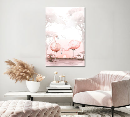 Pair of Watercolor Flamingos Canvas Print-Canvas Print-CetArt-1 panel-16x24 inches-CetArt