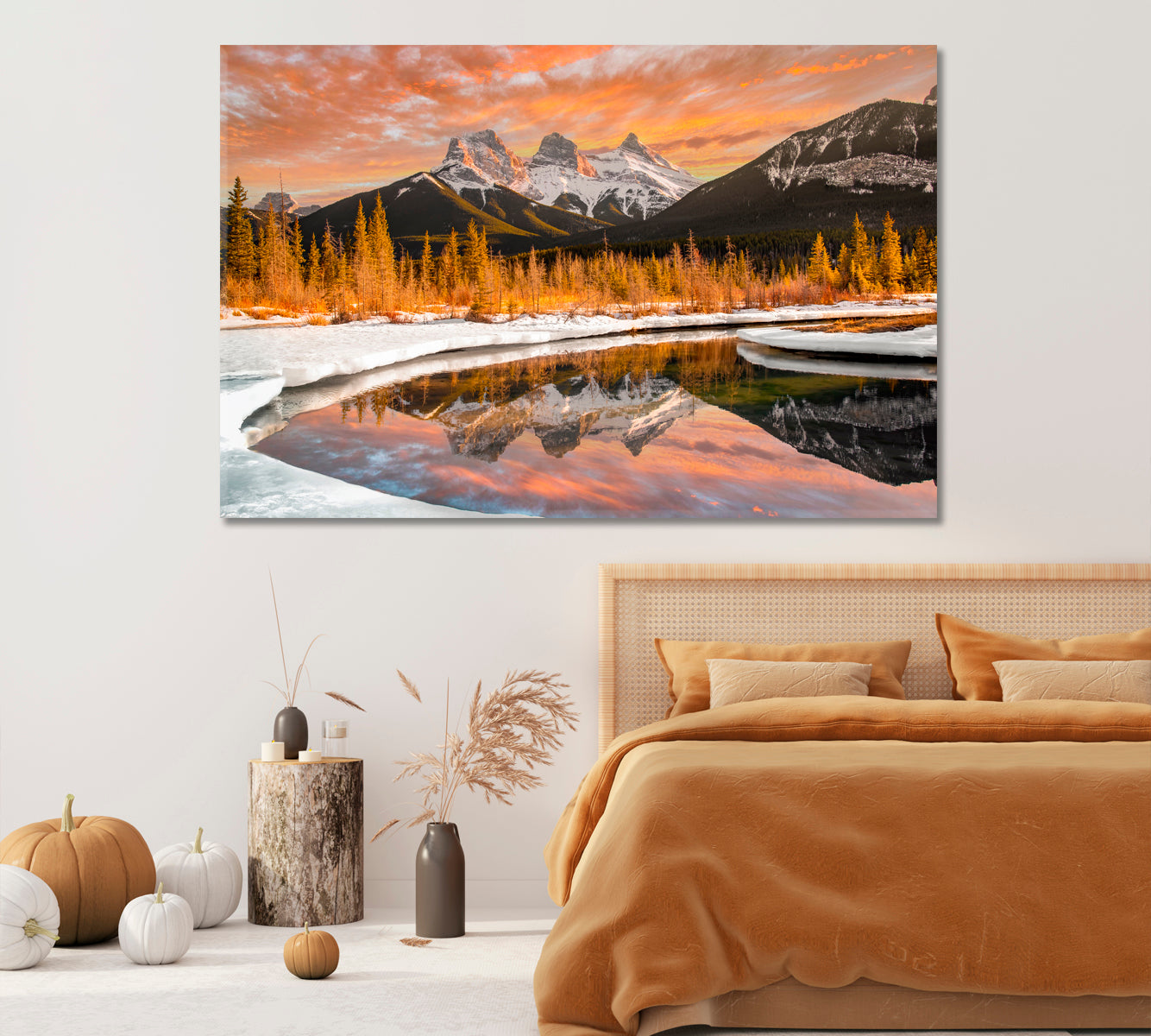 Three Sisters Mountains Landscape Alberta Canada Canvas Print-Canvas Print-CetArt-1 Panel-24x16 inches-CetArt