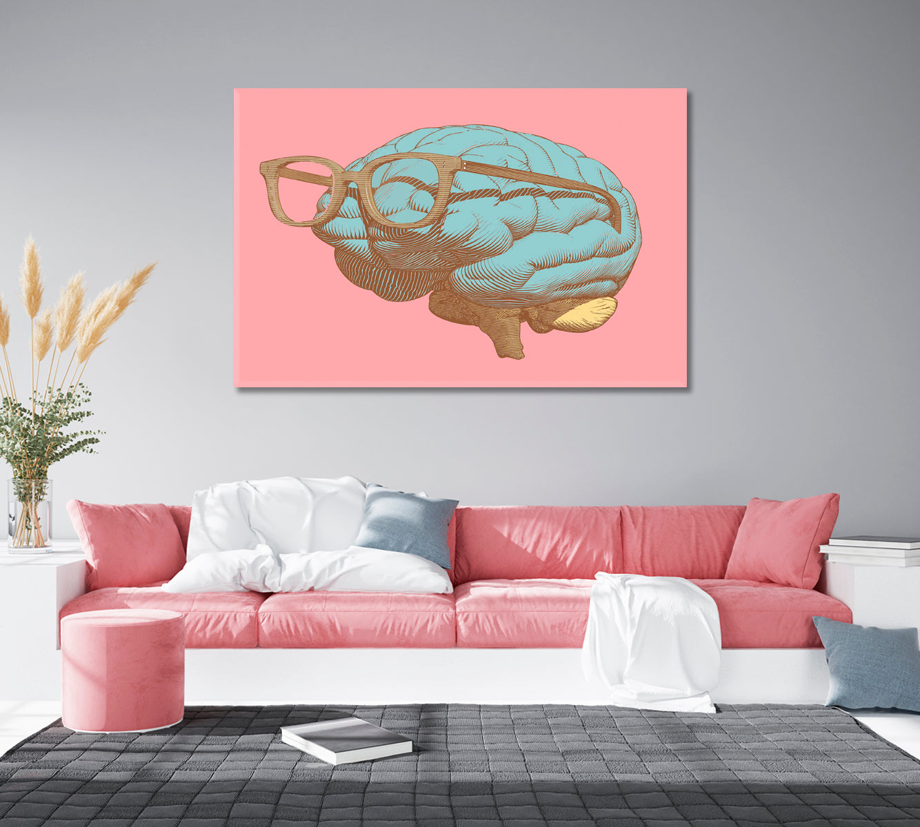 Brain with Glasses Canvas Print-Canvas Print-CetArt-1 Panel-24x16 inches-CetArt