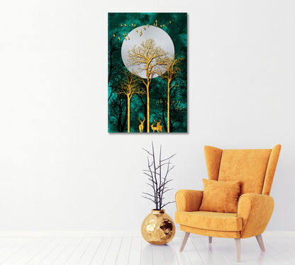 Luxurious Abstract Forest with Deer Canvas Print-Canvas Print-CetArt-1 panel-16x24 inches-CetArt