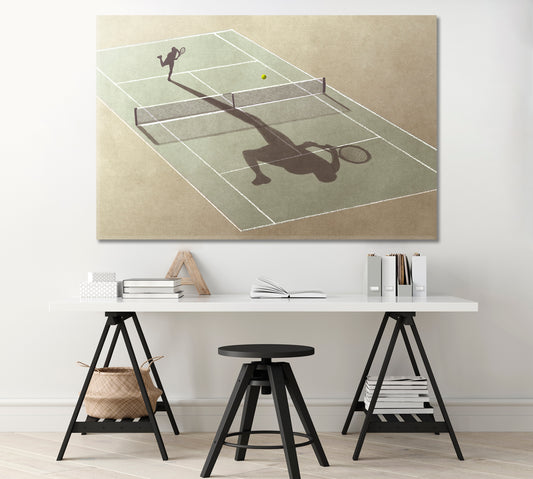 Tennis Player's Shadow Canvas Print-Canvas Print-CetArt-1 Panel-24x16 inches-CetArt