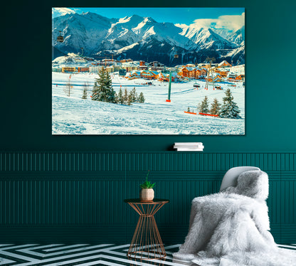 Ski Resort in French Alps Canvas Print-Canvas Print-CetArt-1 Panel-24x16 inches-CetArt