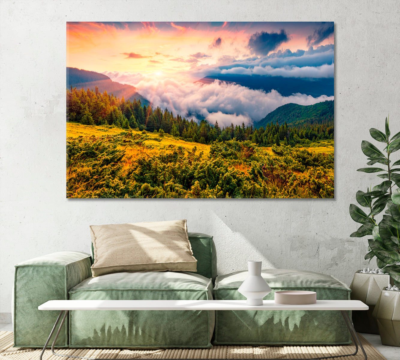 Morning Fog in the Carpathians Ukraine Canvas Print-Canvas Print-CetArt-1 Panel-24x16 inches-CetArt