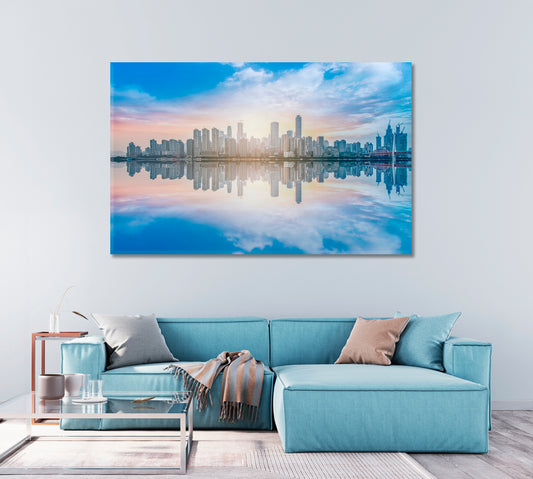 Urban City Skyline Canvas Print-Canvas Print-CetArt-1 Panel-24x16 inches-CetArt