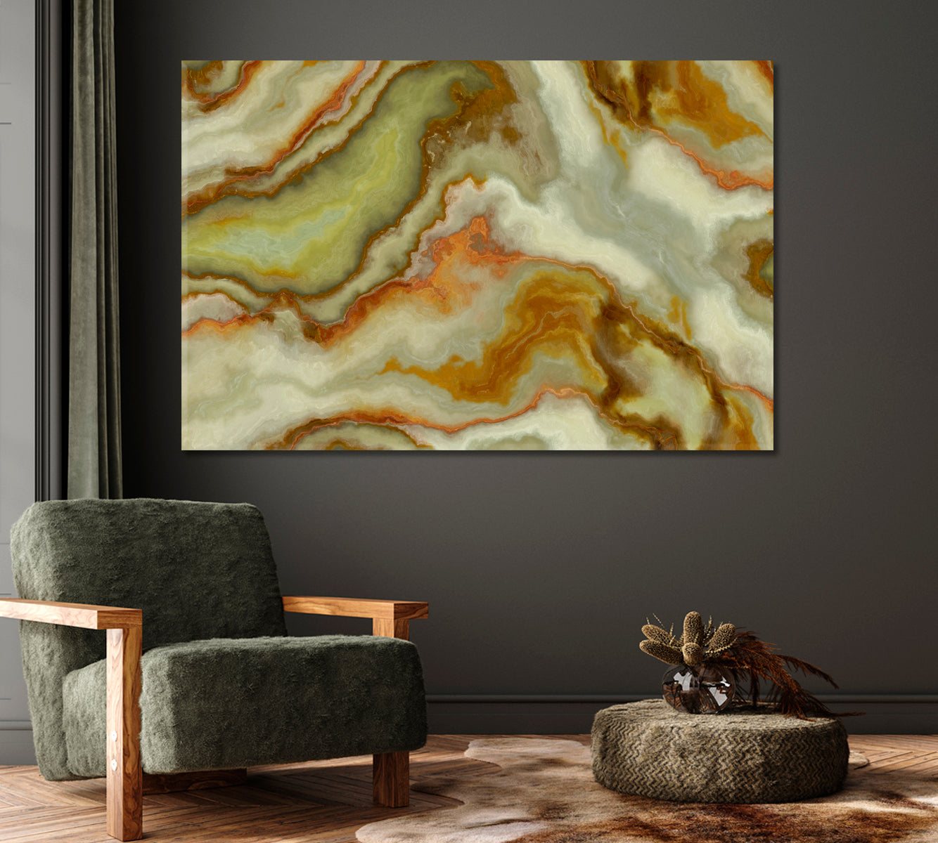 Abstract Green Marble Onyx Canvas Print-Canvas Print-CetArt-1 Panel-24x16 inches-CetArt