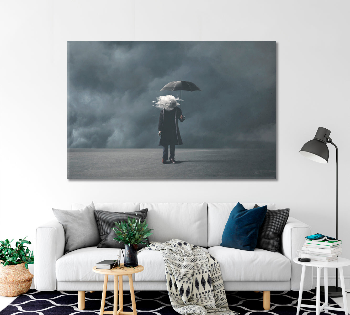 Surreal Man With Cloud Instead Head Canvas Print-Canvas Print-CetArt-1 Panel-24x16 inches-CetArt