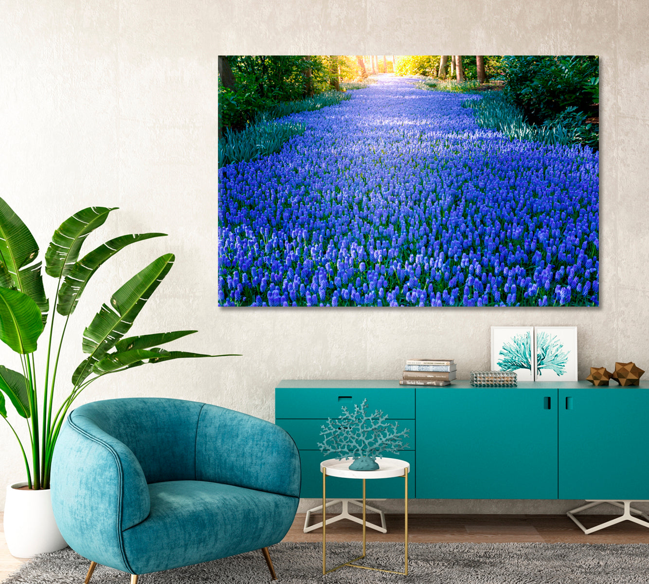 Amazing Bluebonnets Field in Forest Canvas Print-Canvas Print-CetArt-1 Panel-24x16 inches-CetArt