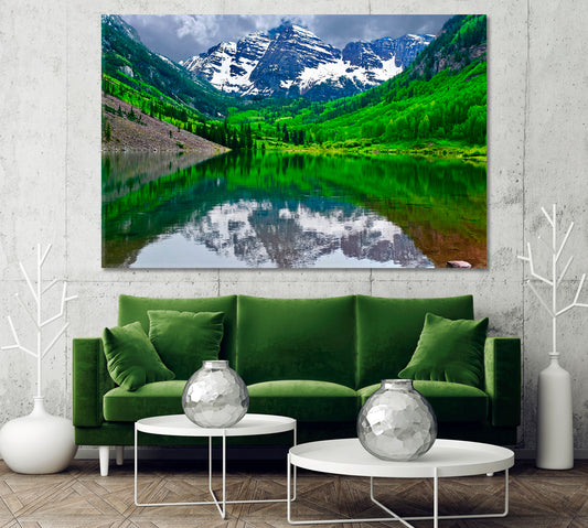 Maroon Bells Mountain Colorado State USA Canvas Print-Canvas Print-CetArt-1 Panel-24x16 inches-CetArt