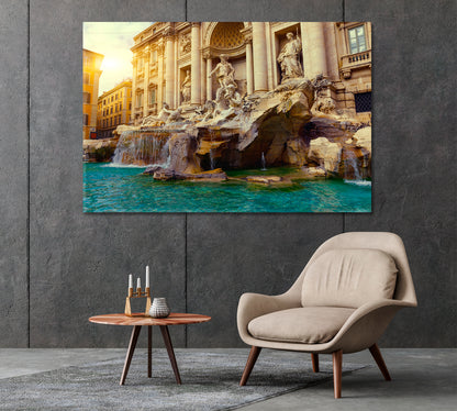 Sculptural Trevi Fountain Rome Italy Canvas Print-Canvas Print-CetArt-1 Panel-24x16 inches-CetArt