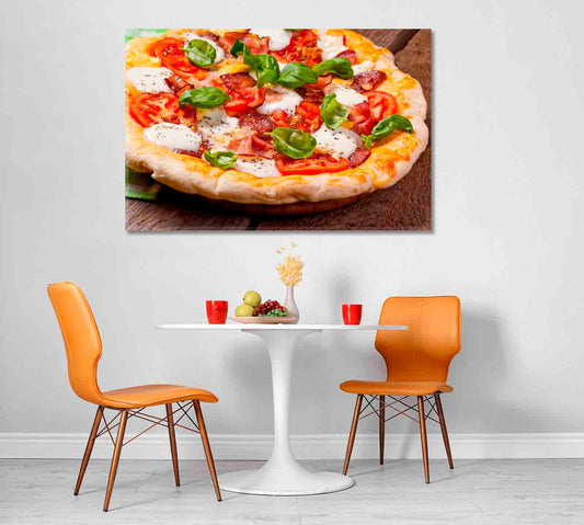 Pizza with Salami and Tomato Canvas Print-Canvas Print-CetArt-1 Panel-24x16 inches-CetArt