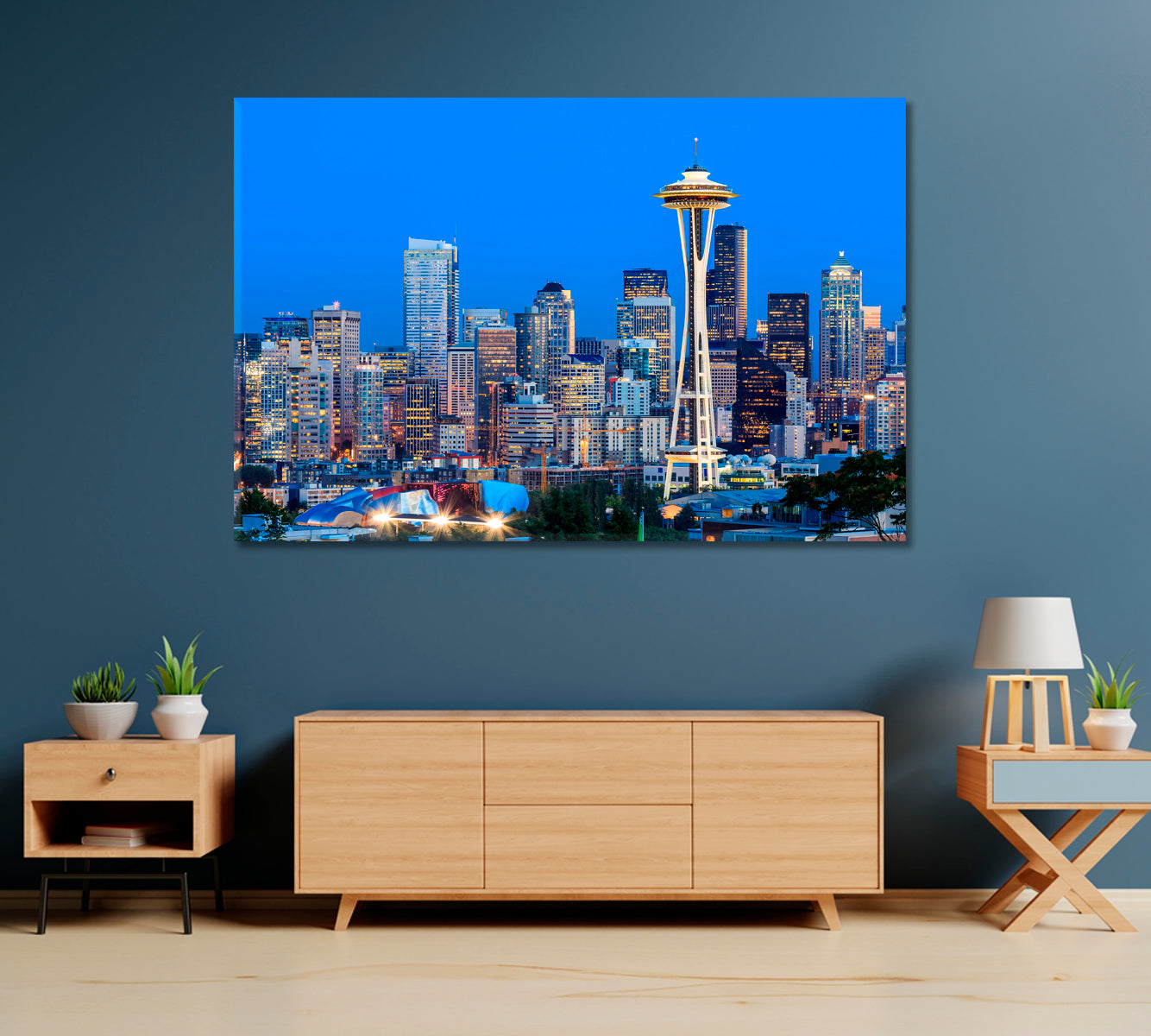 Seattle Skyline at Dusk Washington Canvas Print-Canvas Print-CetArt-1 Panel-24x16 inches-CetArt