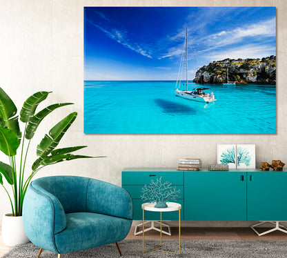 Sailboat in Island Menorca Spain Canvas Print-Canvas Print-CetArt-1 Panel-24x16 inches-CetArt