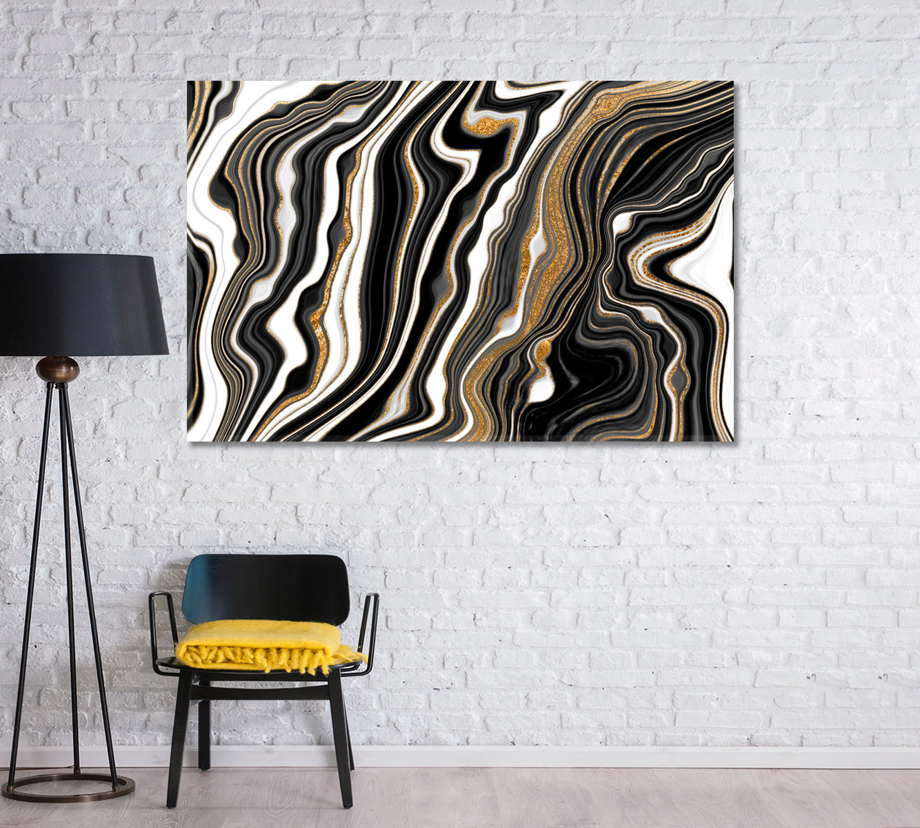 Abstract Black and White Agate Canvas Print-Canvas Print-CetArt-1 Panel-24x16 inches-CetArt