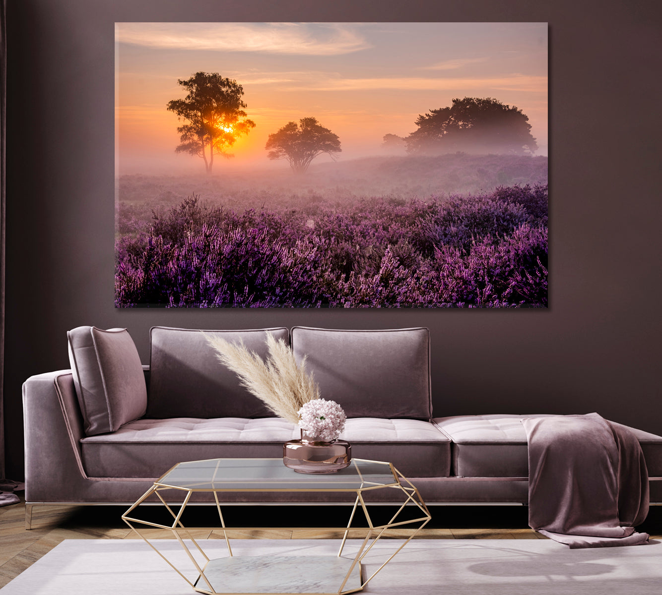 Blooming Heather Field Canvas Print-Canvas Print-CetArt-1 Panel-24x16 inches-CetArt