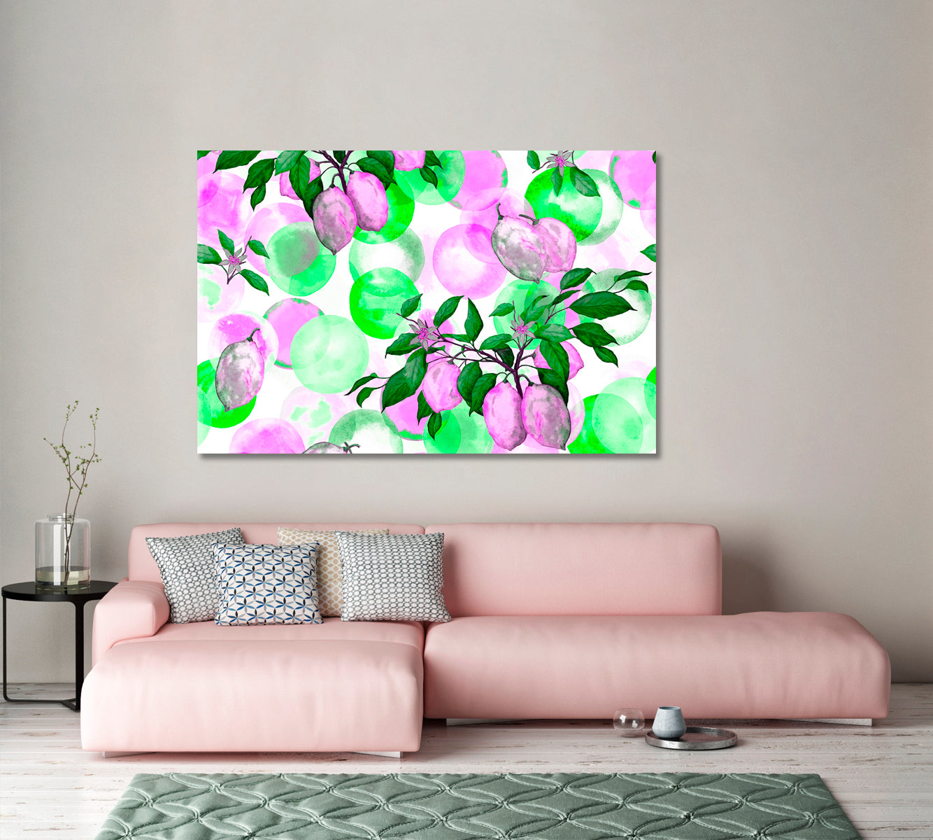 Abstract Ripe Lemons With Green Bubbles Canvas Print-Canvas Print-CetArt-1 Panel-24x16 inches-CetArt