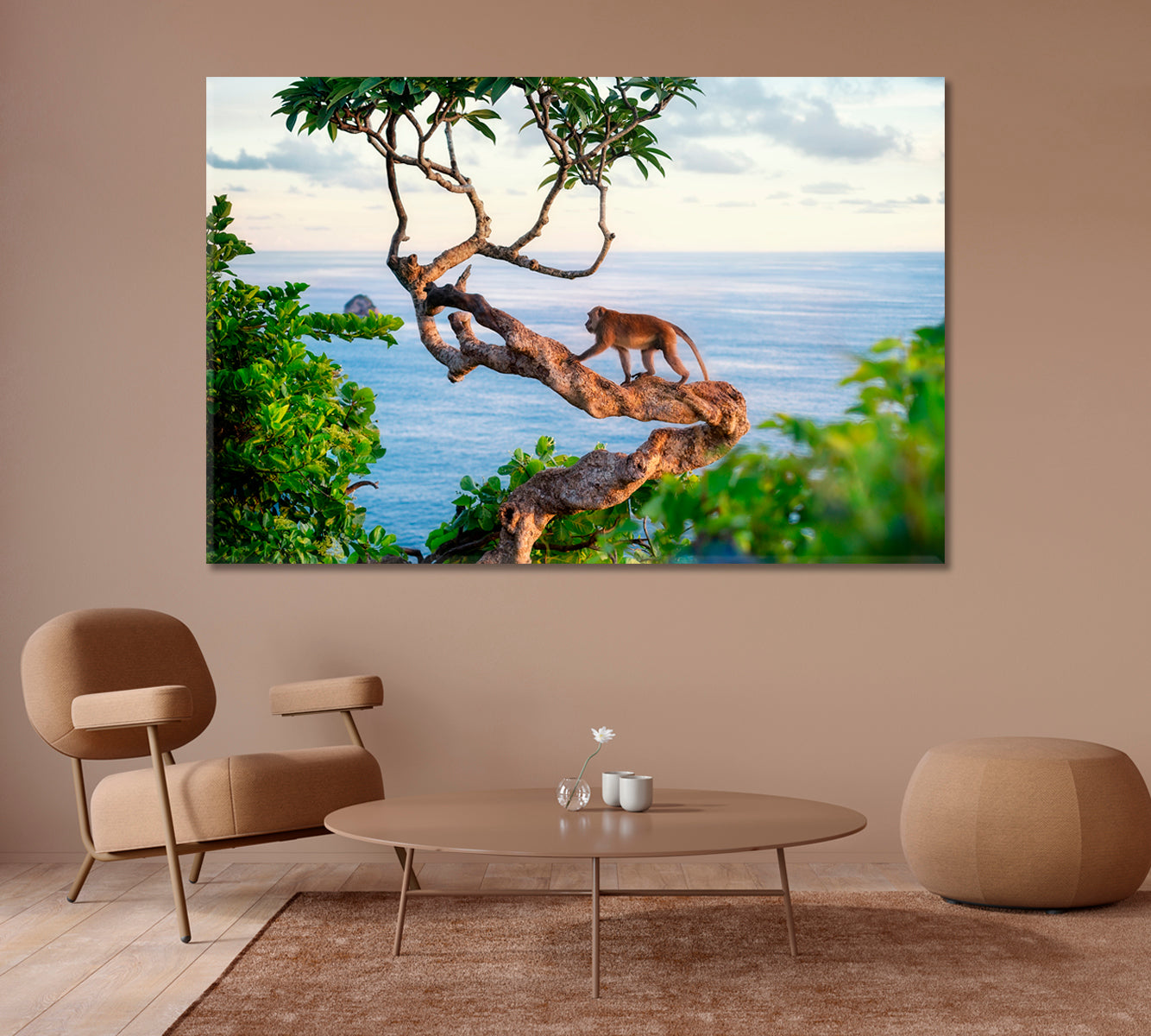 Monkey on Tree Canvas Print-Canvas Print-CetArt-1 Panel-24x16 inches-CetArt