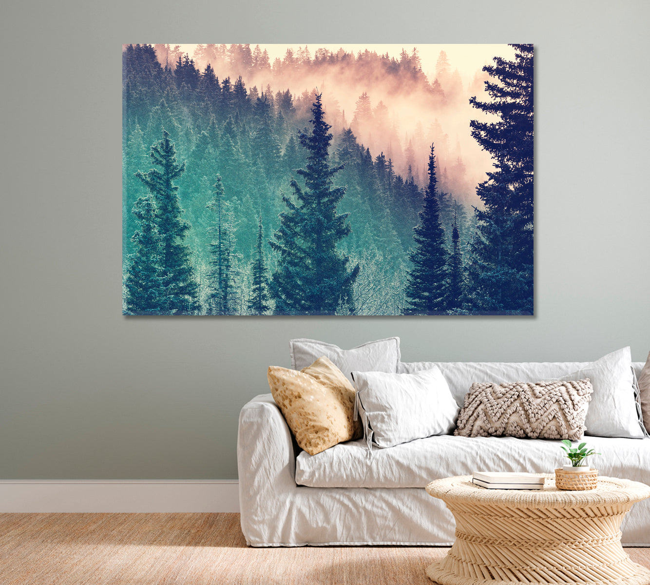 Magic Misty Forest in Morning Canvas Print-Canvas Print-CetArt-1 Panel-24x16 inches-CetArt