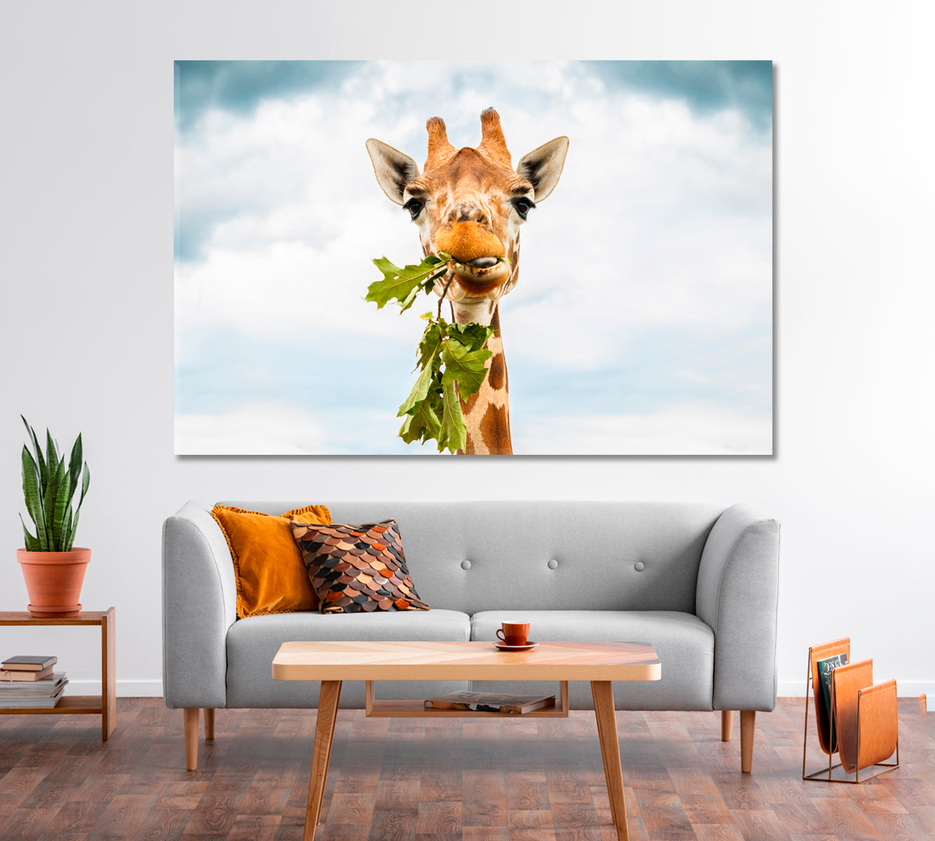 Giraffe Eating Leaves Canvas Print-Canvas Print-CetArt-1 Panel-24x16 inches-CetArt
