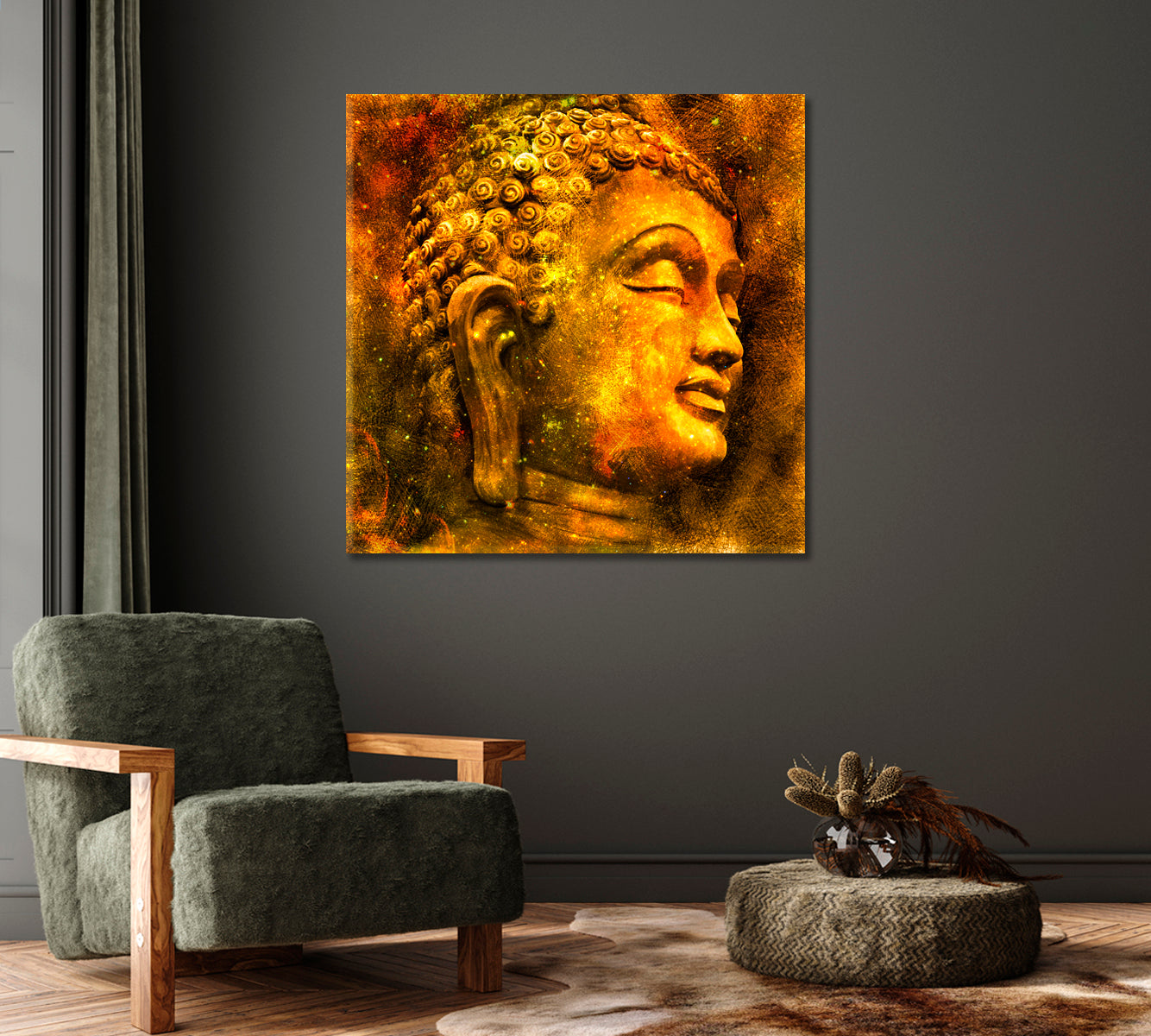 Head of Buddha Canvas Print-Canvas Print-CetArt-1 panel-12x12 inches-CetArt